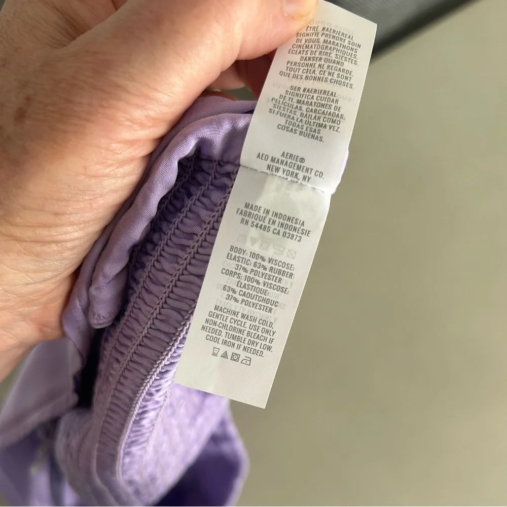 Aerie Lavender Smocked Crop Top, Size L - Picture 7 of 7
